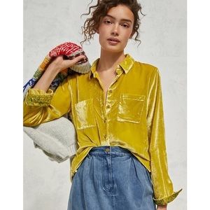 Anthropologie Pilcro classic velvet button-down shirt